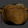 Orange Sack Filled With Shiny Silver Coins And Red String Detail 3d model