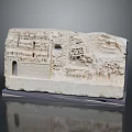 Detailed Stone Relief Sculpture With Architectural Scenes And Tree Carvings