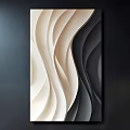 Modern 3D Wall Decor With Wavy Beige And Black Textured Design