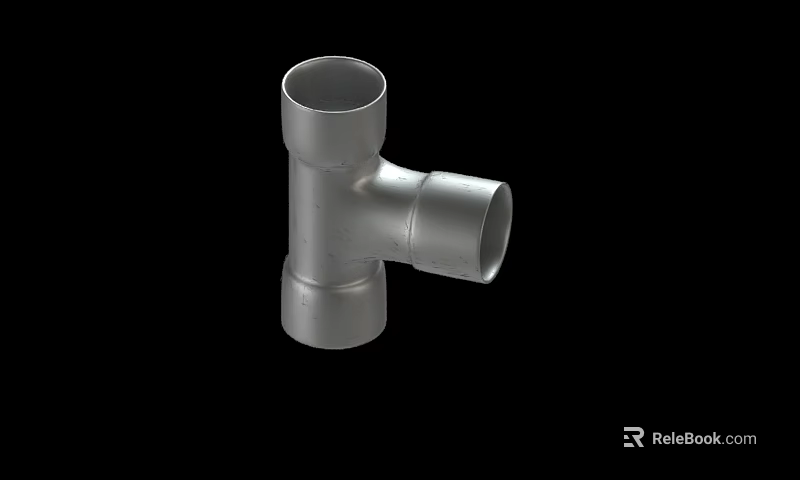 Three Way Tee Pipe Fitting Made of Silver Metal for Plumbing Connections 3d model 