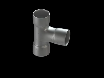 Three Way Tee Pipe Fitting Made of Silver Metal for Plumbing Connections 3d model