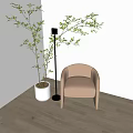 Modern Floor Lamp With Sunset Light Projection And Armchair In Living Room