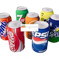 Assorted Carbonated Soft Drink Cans With Popular Brands Like Coca Cola Pepsi Fanta Sprite 7up