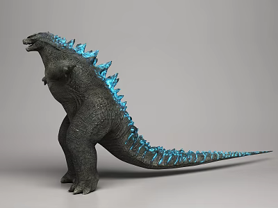 Giant Monster Game Movie Character with Dark Gray Body Blue Glowing Spikes Standing Posture 3d model