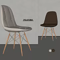 POLIFORM Modern Dining Chairs With Upholstered Seat Light Gray And Dark Brown Wooden Legs