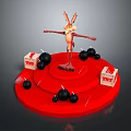 Game Movie Character Cartoon Rabbit Standing On Red Platform With TNT Boxes And Black Bombs