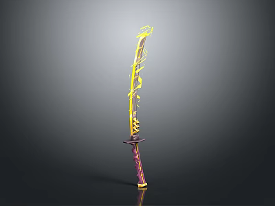 Ornate Decorative Sword With Golden Intricate Patterns Purple Pink Scabbard And Elegant Hilt Design 3d model