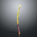 Ornate Decorative Sword With Golden Intricate Patterns Purple Pink Scabbard And Elegant Hilt Design