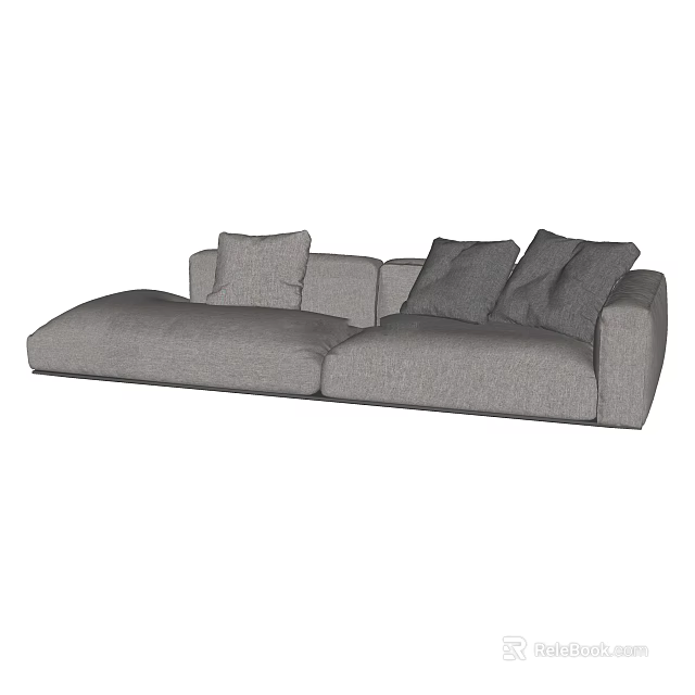 Modern Comfortable Two Seater Sofa With Soft Gray Fabric And Plush Cushions 3d model