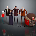 Cartoon Characters With Various Appearances Including Old Man Child Woman Man And Round Beard Figure