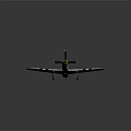 Vintage Gray Fighter Plane With 524 Number Star Stripes Insignia And Yellow Propeller