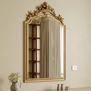 French carved mirror cosmetic mirror decorative mirror vase ornament socket 3d model