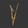 Wooden Sculpture Carving with V Shaped Design and Woven Texture Details