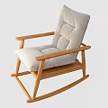 Modern Comfortable Rocking Chair With Wooden Frame And Padded Backrest Design