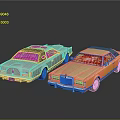 Two Classic Vintage Sedans With Silver And Gold Shiny Bodies And Reflections