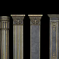 Roman Columns Featuring Various Classical Ornate Designs And Architectural Details 3d model