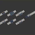 3D Rendered Industrial Mechanical Modules Featuring Blue Orange Components And Green Indicators
