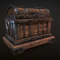 Vintage Wooden Chest With Metal Straps Rivets And Classic Design
