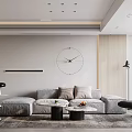 Elegant Modern Living And Dining Room Interior With Gray Sofa Floor Lamp And Leather Chair