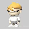 3D Cartoon Man With Blonde Hair Horns White Hoodie Gray Shorts And Watch