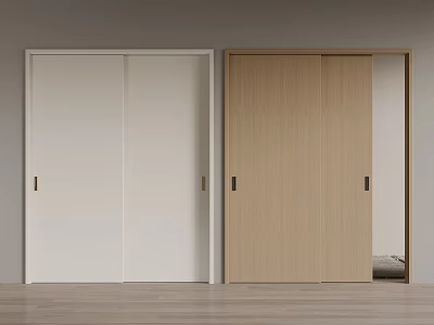 Sliding Doors In White And Wooden Finish For Modern Interior Design 3d model