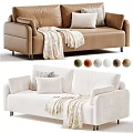 Modern Two Seater Sofa With Color Options Blanket And Decorative Pillows