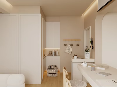 Modern Open Living and Dining Room with Sofa Dining Table and Wooden Flooring 3d model