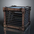 Industrial Square Metal Equipment Featuring Grated Front And Bolted Corners