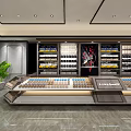 Tobacco and Liquor Store Interior With Shelves Displaying Wine and Tobacco Products