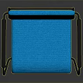 Modern Blue Upholstered Armchair With Black Metal Frame And Armrests