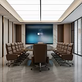 Public Office Area Modern Design With Marble Reception Desk Wooden Panels And Green Plant