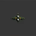Green Sci Fi Spaceship Model With White Thrusters And Yellow Accents 3d model