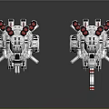 Future Tech Scenery Featuring Silver Red Mechanical Structures On Dark Reflective Background
