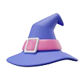 Blue Wizard Hat With Pink Band And White Square Buckle Design
