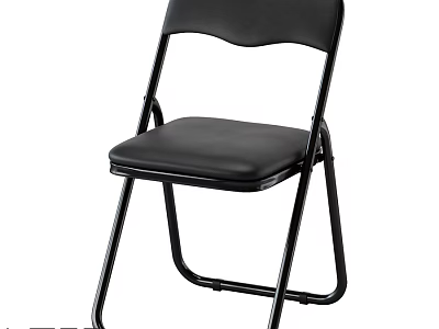 Black Folding Single Chair With Metal Frame And Comfortable Seat Backrest 3d model