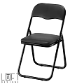 Black Folding Single Chair With Metal Frame And Comfortable Seat Backrest