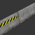 Concrete Safety Barrier With Yellow Black Warning Stripes And Segmented Structure 3d model