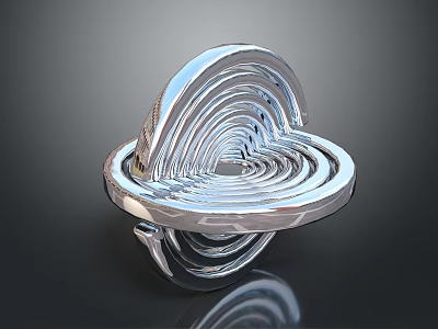 Silver Spiral Metallic Sculpture With Abstract Layered Design And Reflective Shiny Surface 3d model
