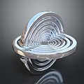 Silver Spiral Metallic Sculpture With Abstract Layered Design And Reflective Shiny Surface