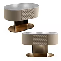 Modern Quilted Nightstand With Marble Top Diamond Pattern And Gold Metal Base