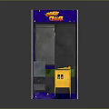 Candy Crane Machine Building Structure With Blue Exterior Yellow Coin Slot And Transparent Window
