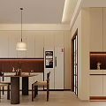 Modern Dining and Living Room Interior With Beige Sofa Wooden Coffee Table And Staircase Design