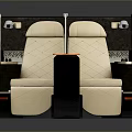 Modern Multi Seat Sofa With Beige Leather Upholstery And Black Armrests