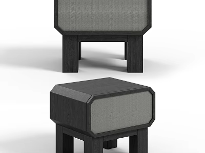 Stylish Modern Nightstand Design With Wooden Frame And Fabric Front Panel 3d model