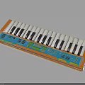Vintage Accordion With Orange Frame White Black Keys And Blue Panel