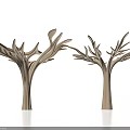 Two Modern Decorative Light Colored Branch Shaped Pillars On White Background