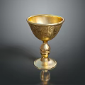 Golden Decorative Cup With Intricate Engraved Patterns And Elegant Base Design 3d model