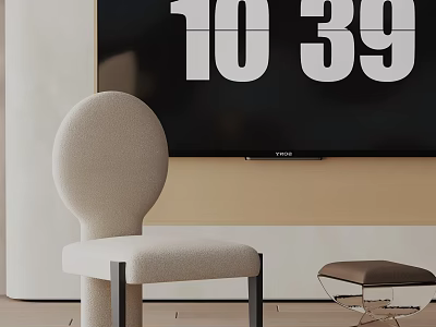 Modern Accent Chair with Small Ottoman Haier TV Light Wall and Wooden Floor 3d model
