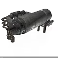Industrial Metal Pipe Equipment With Structural Supports And Mechanical Components