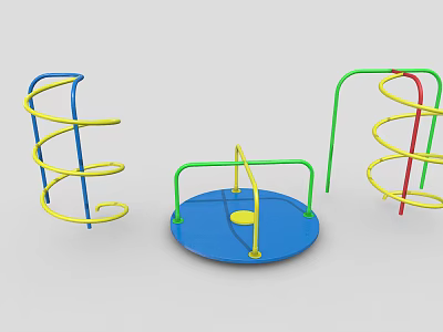 Colorful Kids Sports Equipment With Spiral Structures And Circular Platform 3d model